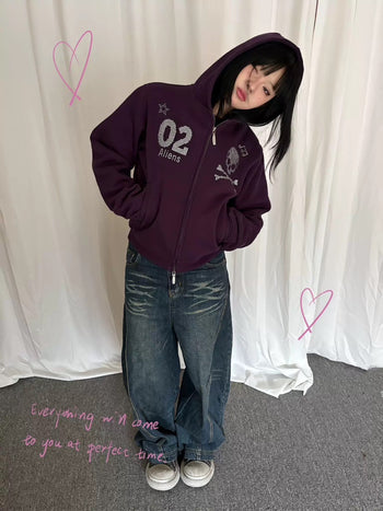 美式 復古 燙鑽 骷髏 Y2K 短版 外套