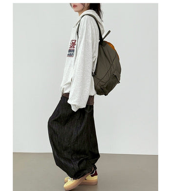 尼龍側邊拉鍊雙口袋背包