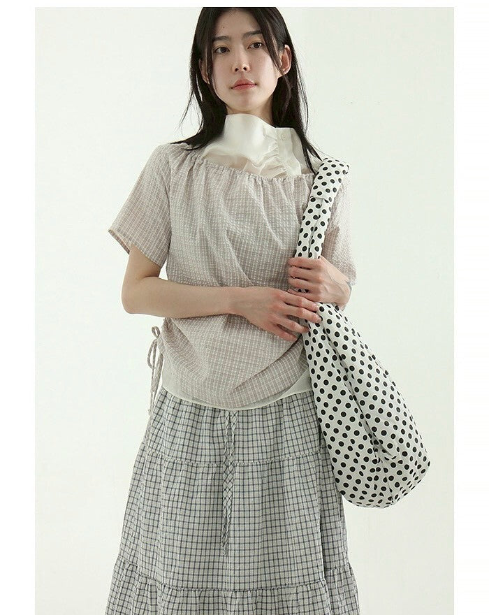 充足收納波點圓形單肩包