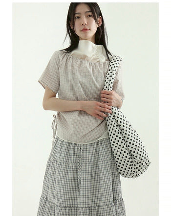 充足收納波點圓形單肩包