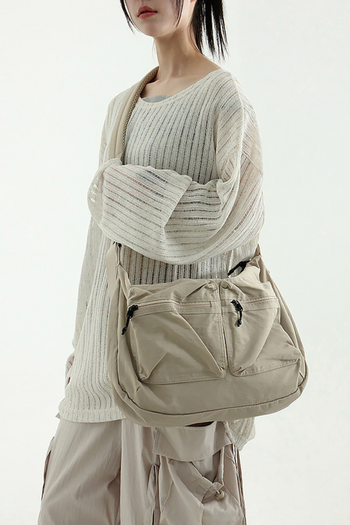 棉雙口袋斜背包