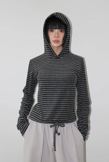 毛圈條紋連帽衫