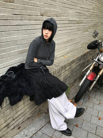 毛圈條紋連帽衫