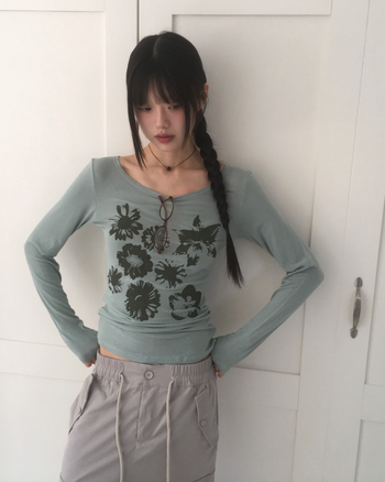 大陸花卉透視T卹