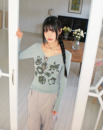 大陸花卉透視T卹