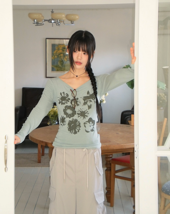 大陸花卉透視T卹