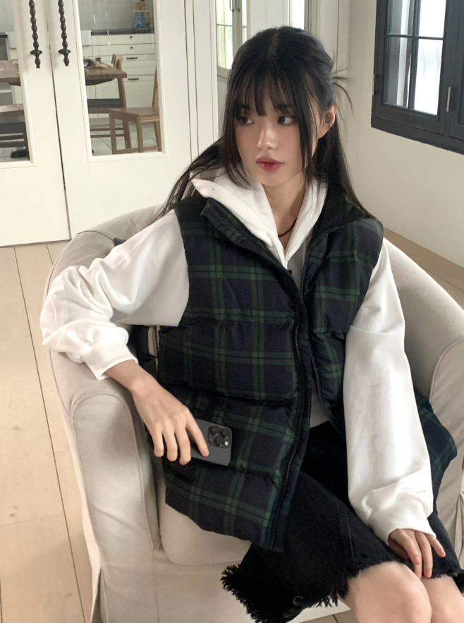 格紋加厚背心