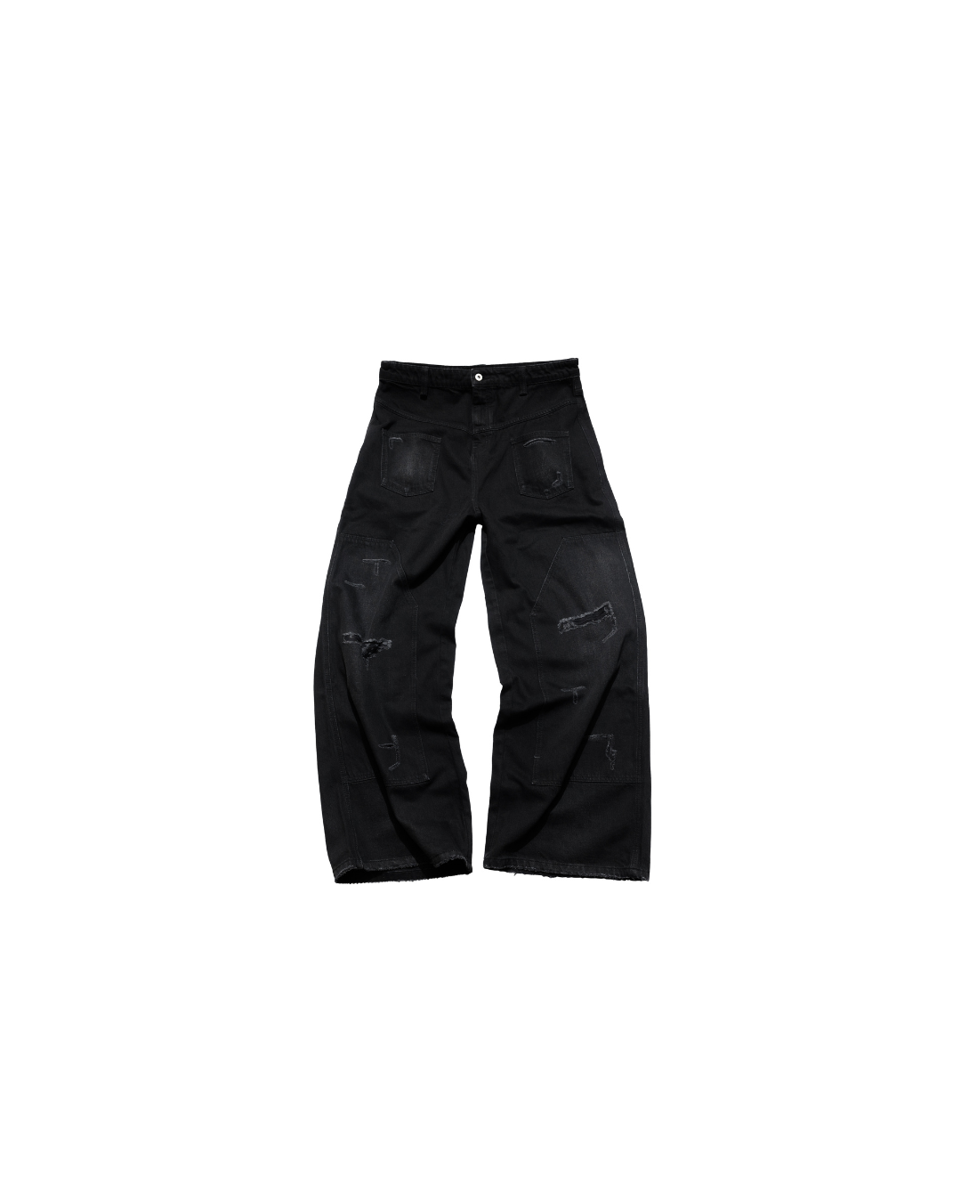 E’TREALOUEST - 25SS 黑色水洗破壞反面牛仔褲