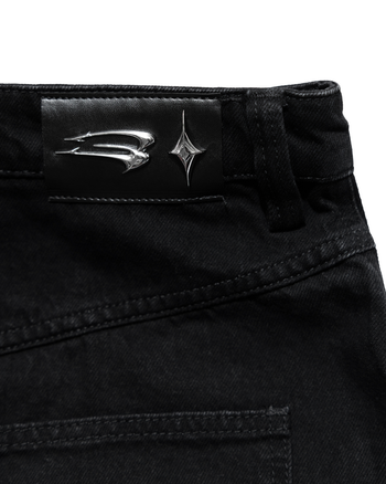 E’TREALOUEST - 25SS 黑色水洗破壞反面牛仔褲