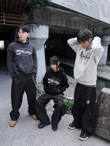 【GUBAN】塗鴉logo連帽絨毛長袖帽T