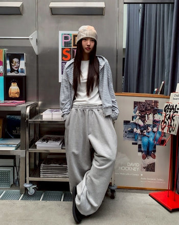 寬鬆百搭鬆緊氣球運動棉長褲