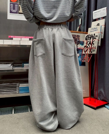 寬鬆百搭鬆緊氣球運動棉長褲