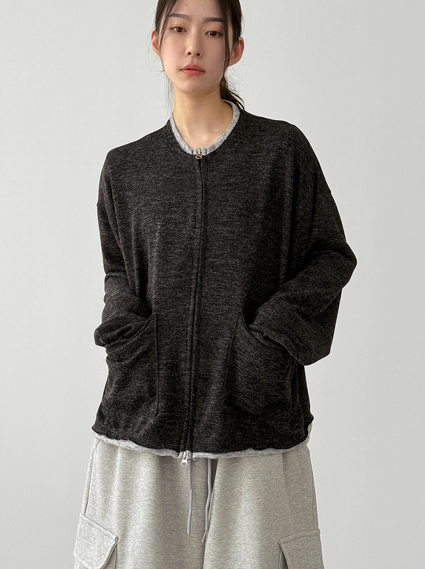 雙向拉鍊針織開襟衫
