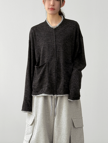 雙向拉鍊針織開襟衫