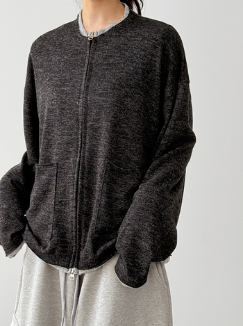 雙向拉鍊針織開襟衫