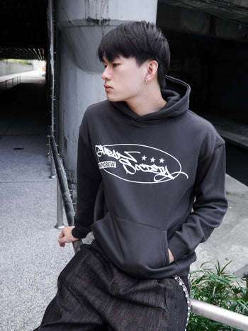 【GUBAN】塗鴉logo連帽絨毛長袖帽T