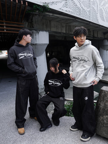 【GUBAN】塗鴉logo連帽絨毛長袖帽T