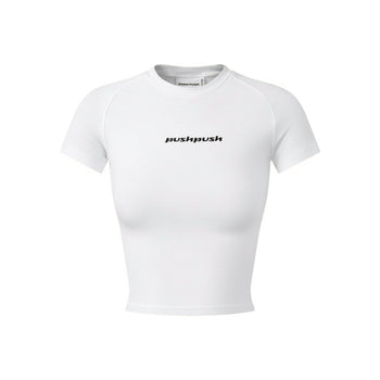 PUSH PUSH - GIGI RAGLAN TEE 文字刺繡收呦緊身短袖