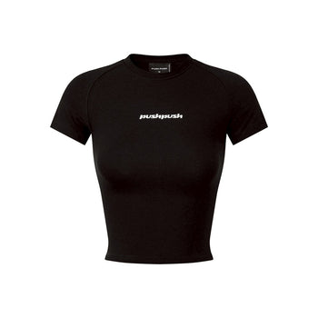 PUSH PUSH - GIGI RAGLAN TEE 文字刺繡收呦緊身短袖