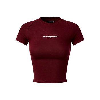 PUSH PUSH - GIGI RAGLAN TEE 文字刺繡收呦緊身短袖