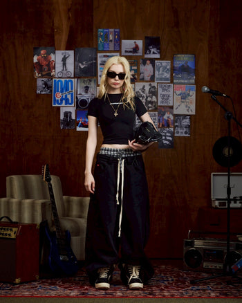 PUSH PUSH - GIGI RAGLAN TEE 文字刺繡收呦緊身短袖