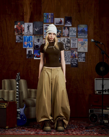 PUSH PUSH - GIGI RAGLAN TEE 文字刺繡收呦緊身短袖