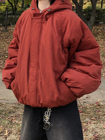 正韓寬鬆雙拉鍊保暖外套