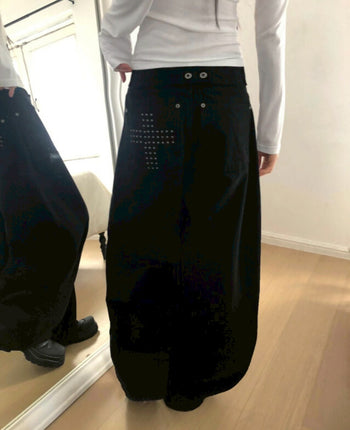 羊毛十字鉚釘氣球闊腿長褲