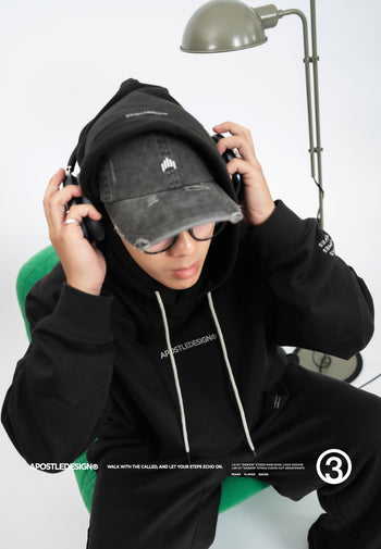 Apostle - 25AW "DARION" Ethos Raw-Edge Logo Hoodie
