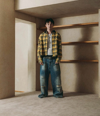 E’TREALOUEST - 25AW 雙層破壞格紋襯衫