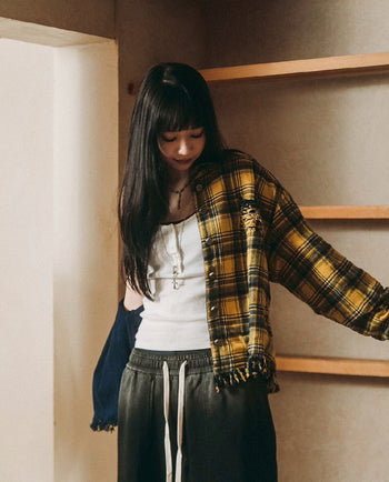 E’TREALOUEST - 25AW 雙層破壞格紋襯衫