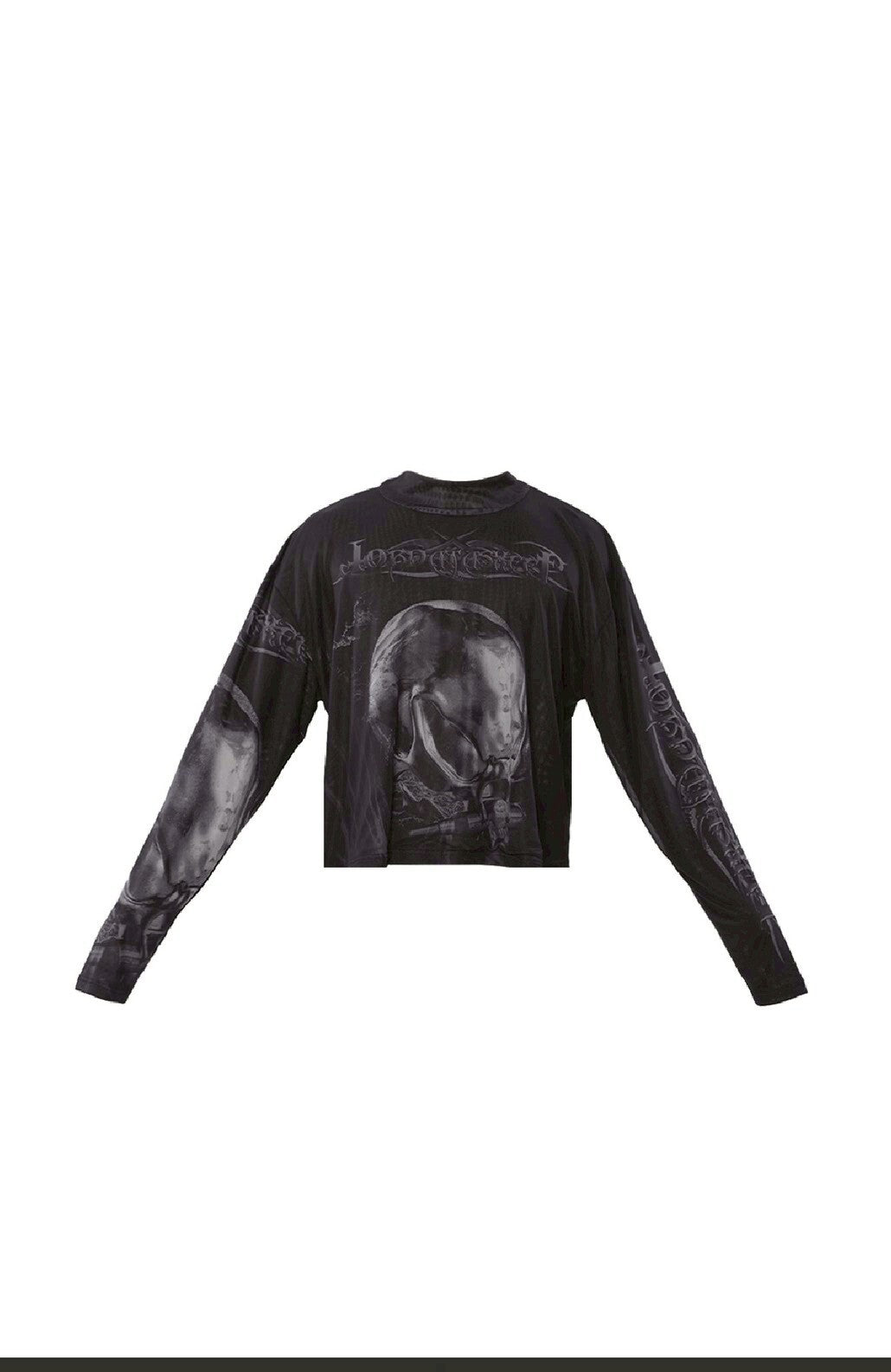 Jobdatasheet Gothic Skull Printed Mesh Long-Sleeve Top D28