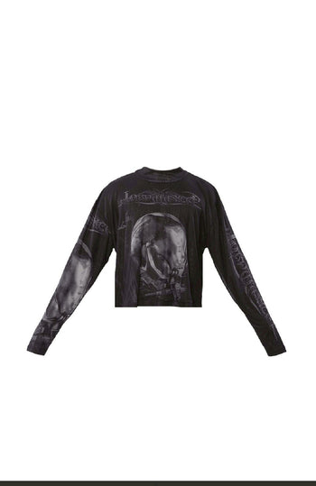 Jobdatasheet Gothic Skull Printed Mesh Long-Sleeve Top D28