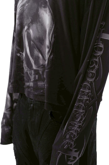 Jobdatasheet Gothic Skull Printed Mesh Long-Sleeve Top D28