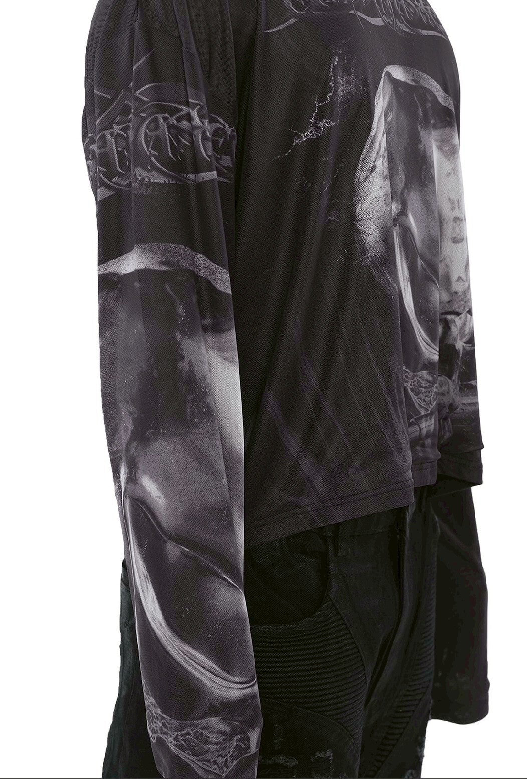 【GUBAN】Jobdatasheet Gothic Skull Printed Mesh Long-Sleeve Top D28