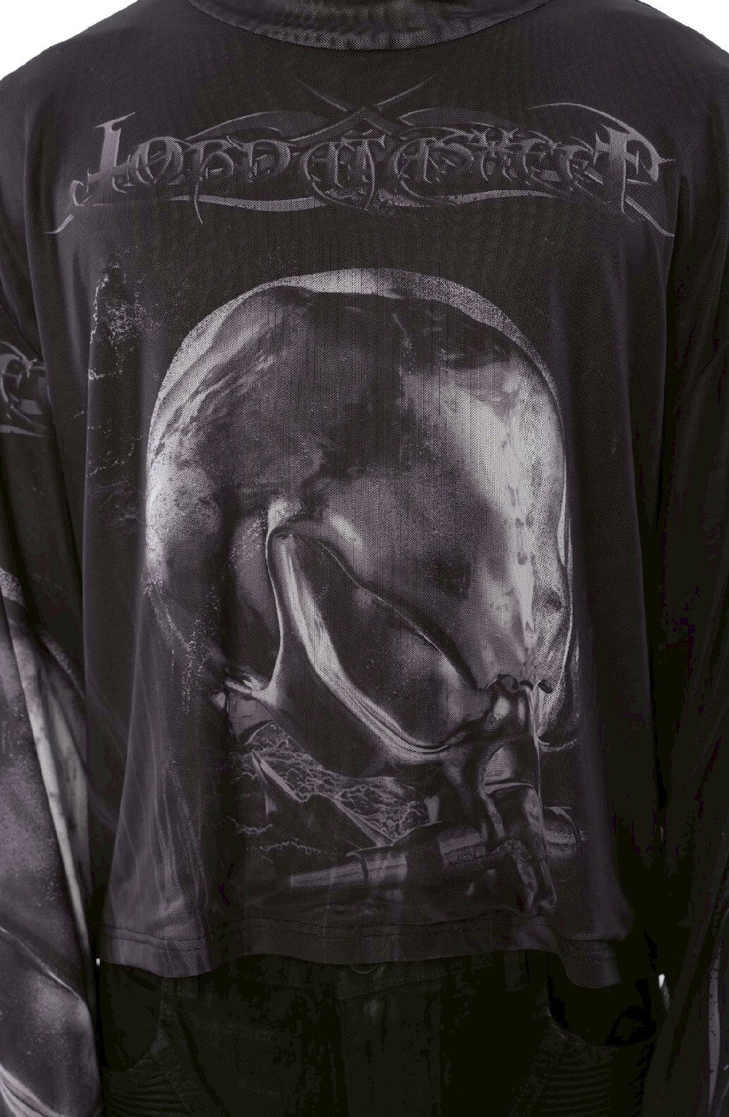 【GUBAN】Jobdatasheet Gothic Skull Printed Mesh Long-Sleeve Top D28