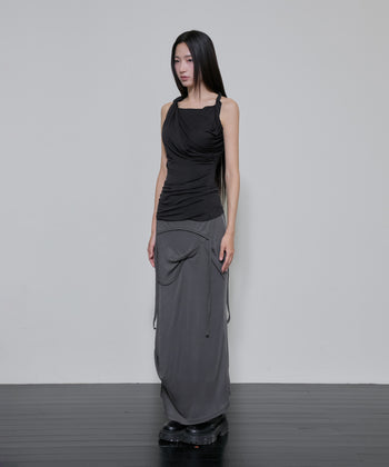 FLARE UP - Braided Asymmetrical Sleeveless 編織不對稱無袖衫 T-F1089 (黑色)