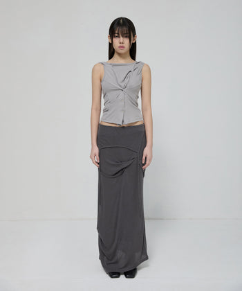 FLARE UP - Asymmetric Snap Hoodie 不對稱按扣連帽衫 T-F1096 (灰色)