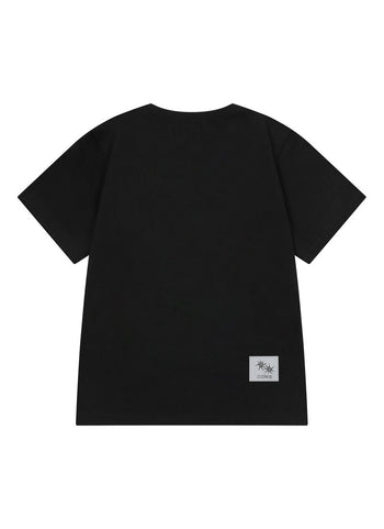 MUCENT X COIRIS MARINAE SIDE LEATHER PATCH HALF T (黑色）T-C1041