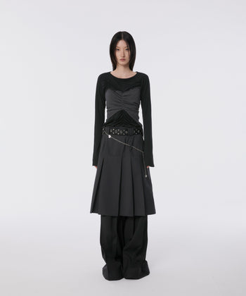 FLARE UP - Pleats Midi Skirt 褶襉中長裙 P-F215 (灰色)