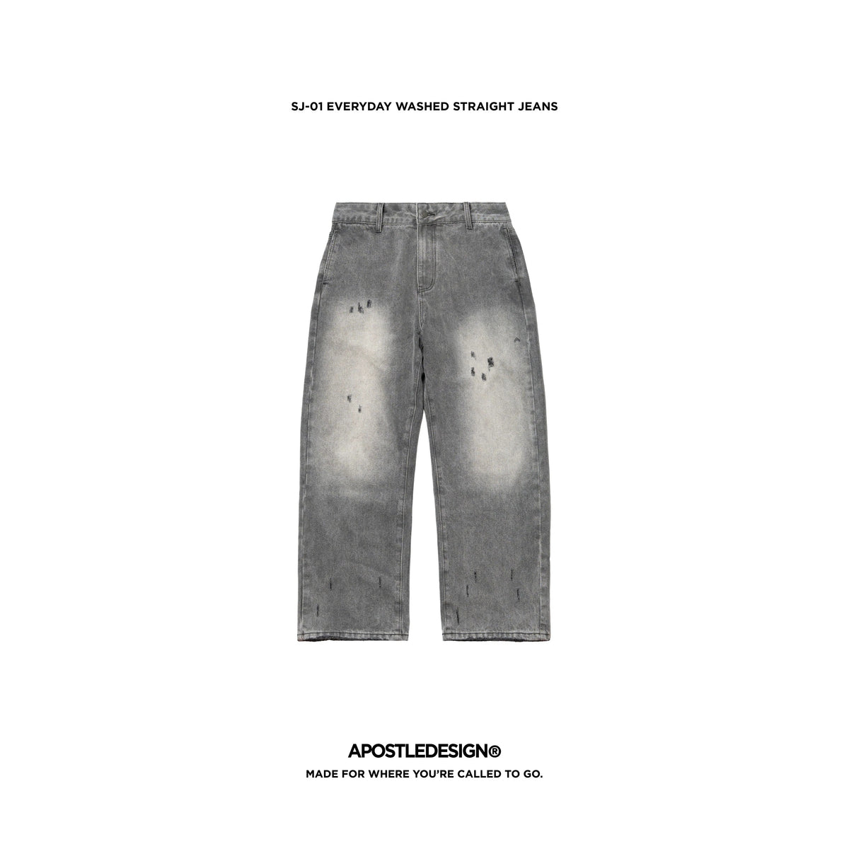APOSTLE - SJ-01 Everyday Washed Straight Jeans - Washed Black