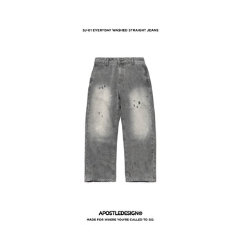 APOSTLE - SJ-01 Everyday Washed Straight Jeans - Washed Black