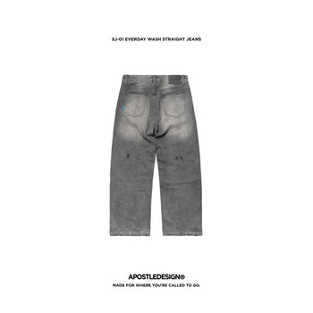 APOSTLE - SJ-01 Everyday Washed Straight Jeans - Washed Black