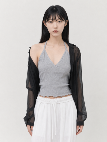 T-K1064 正韓花邊掛脖背心