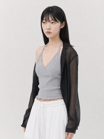 T-K1064 正韓花邊掛脖背心