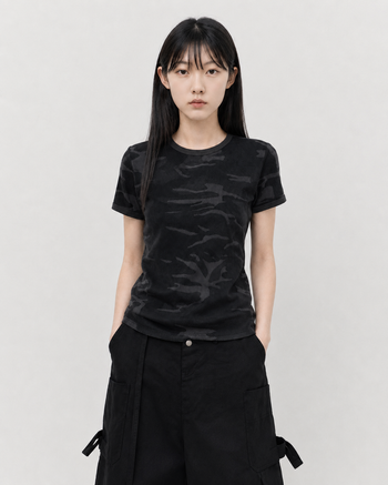 T-K1065 正韓迷彩華夫格中性短袖