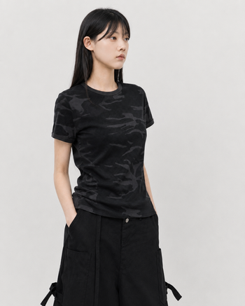T-K1065 正韓迷彩華夫格中性短袖