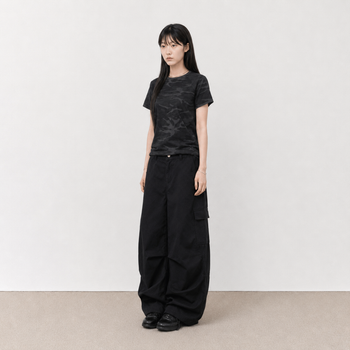 T-K1065 正韓迷彩華夫格中性短袖