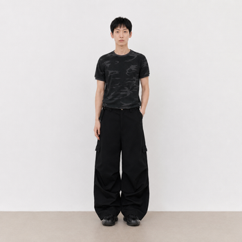T-K1065 正韓迷彩華夫格中性短袖