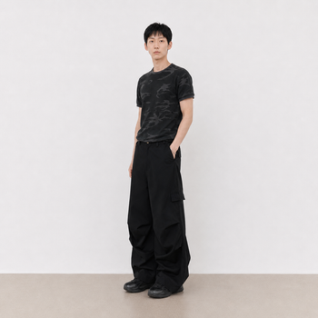 T-K1065 正韓迷彩華夫格中性短袖